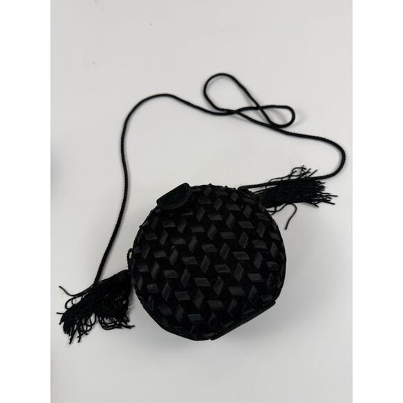 La Regale Black Velour Round Evening Mini Bag Purse Clutch Bag - Picture 1 of 10